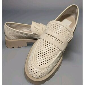 Dolce Vita Malila Loafers Women's 7.5M Ivory Nubuck Perforated Lug‎ Sole Shoes
